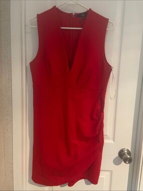 Lulu's Red V-Neck Mini Sheath Dress